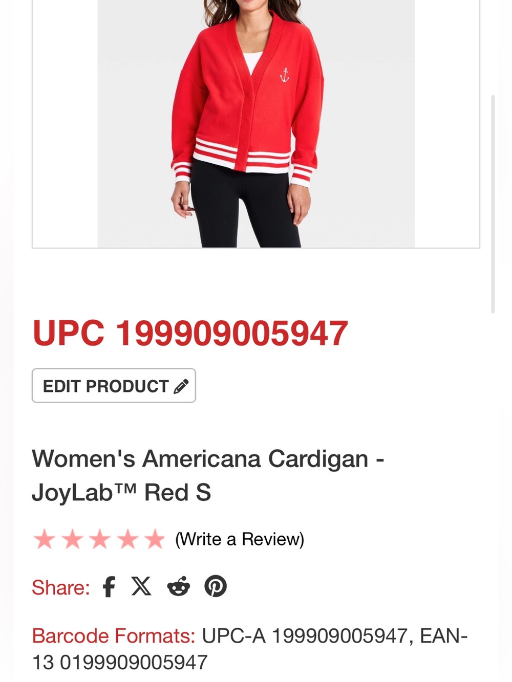 JoyLab Red V-Neck Striped Hem Cardigan